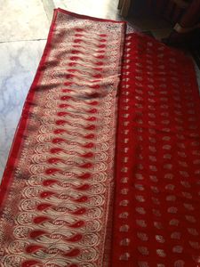 Vibrant Red Banarasi Silk Saree