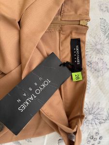Stylish Tan Skirt with Button Detail
