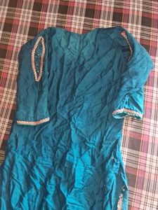 Teal Embroidered Kurta