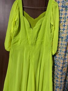 Lime Green Maxi Dress - Flowing and Elegant