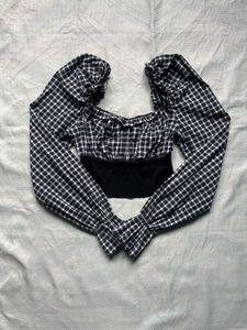Zara Black and White Gingham Top