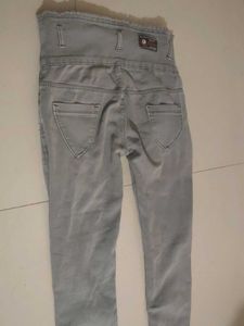 High Waist Grey Denim Jeans