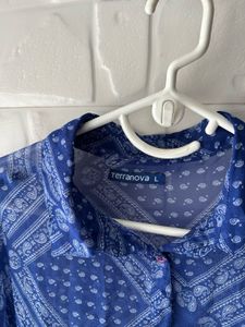 Blue See Through Casual Shirt(with Inner)