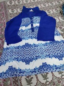 Blue &amp; White Print Top