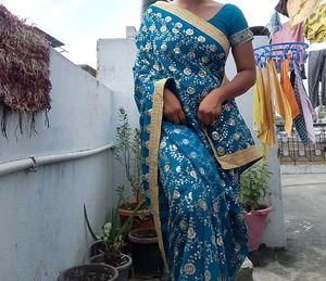 Beautiful Teal Embroidered Saree
