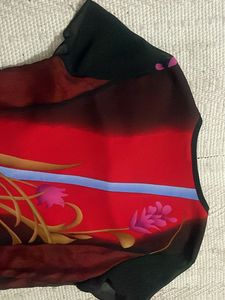 Vibrant Floral Sheer Sleeve Dress
