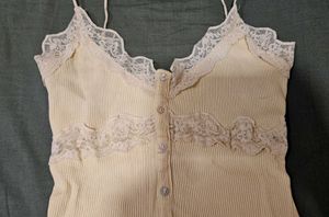 Lace Trim Butter Yellow Top