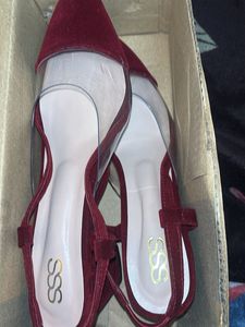 Burgundy Velvet transparent Heels