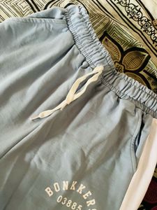 Light Blue Wide Leg Track Pants