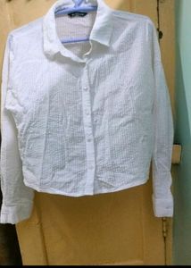 White Crop Shirt For Women