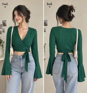 Emerald Green Wrap Crop Top