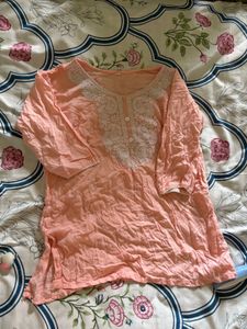 Peach Embroidered Kurta