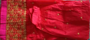 fully stitched pleated red skirt