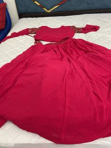 Pink Lehenga with Gold Embroidery