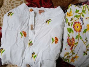 Embroidered White Kurta with Palazzo Set