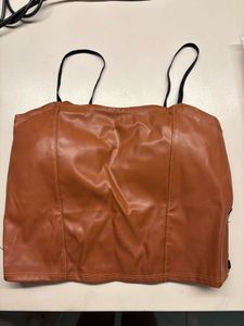 Faux Leather Spaghetti Strap Top