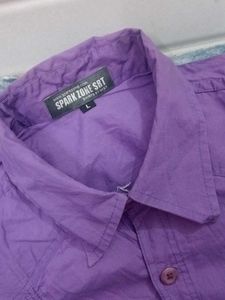 Purple Short Sleeve Button-Up Shirt