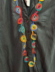 Black Kurta with Colorful Embroidery