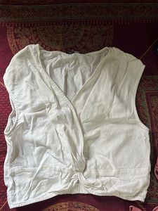White Twist Front Crop Top