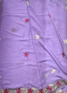 💜 Lavender Floral Embroidered Saree