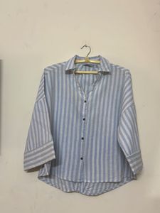 Blue Striped Button-Up Shirt