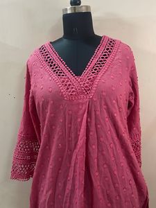 Chic Pink Textured Kurta