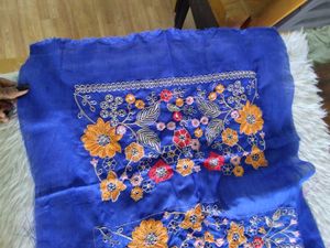 Blue Embroidered Lehenga Material (Women's)