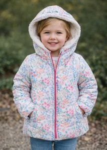 Girls Floral Print Hooded Jacket