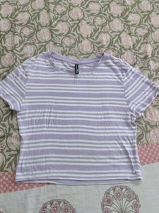 Striped Lavender Cropped T-Shirt