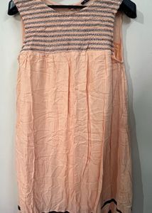 Peachy Pink Smocked Top Dress