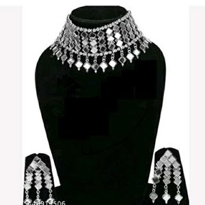 Silver Oxidized Mirror Jwellery Set...
