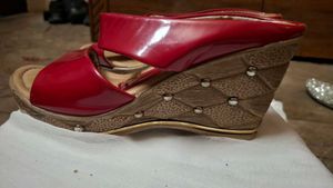 Chic Red Wedge Sandals