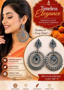 Oxidised Silver Statement Earrings