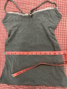 Grey Lace Trim Cami Top