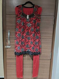 Red Designer Kurta Set