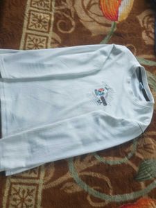 White Ribbed Long Sleeve T-Shirt