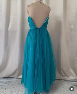 Elegant Teal Tulle Maxi Dress