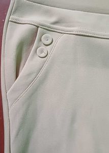 Women's Beige Slim Fit Trousers