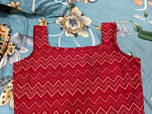 Red Chevron Print Kurta