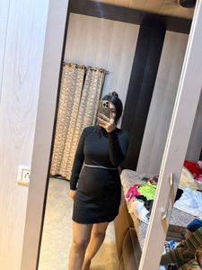 Chic Black Ribbed Turtleneck Dress❤️🧚🏻‍♀️