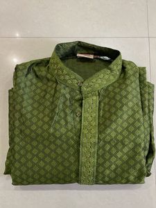 Men's Green Printed Kurta