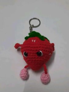 Cute Crochet Strawberry Keychain