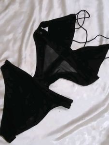 Sexy Black Mesh One-Piece Swimsuit