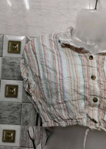 Striped Crop Top with Buttons