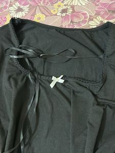 Chic Black Ribbed Long Sleeve Top