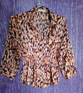 Animal Print Satin Top (Looks almost new)