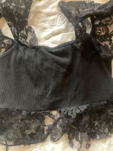 Sheer Black Lace Corset Top