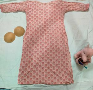 Pink  Cotton Kurta FREE pads