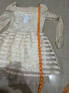 Chic Peach Lace Frock Dress