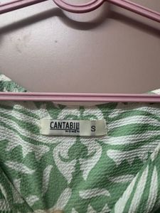 NEGOTIABLE (Green Printed V-Neck Kurti style Top)